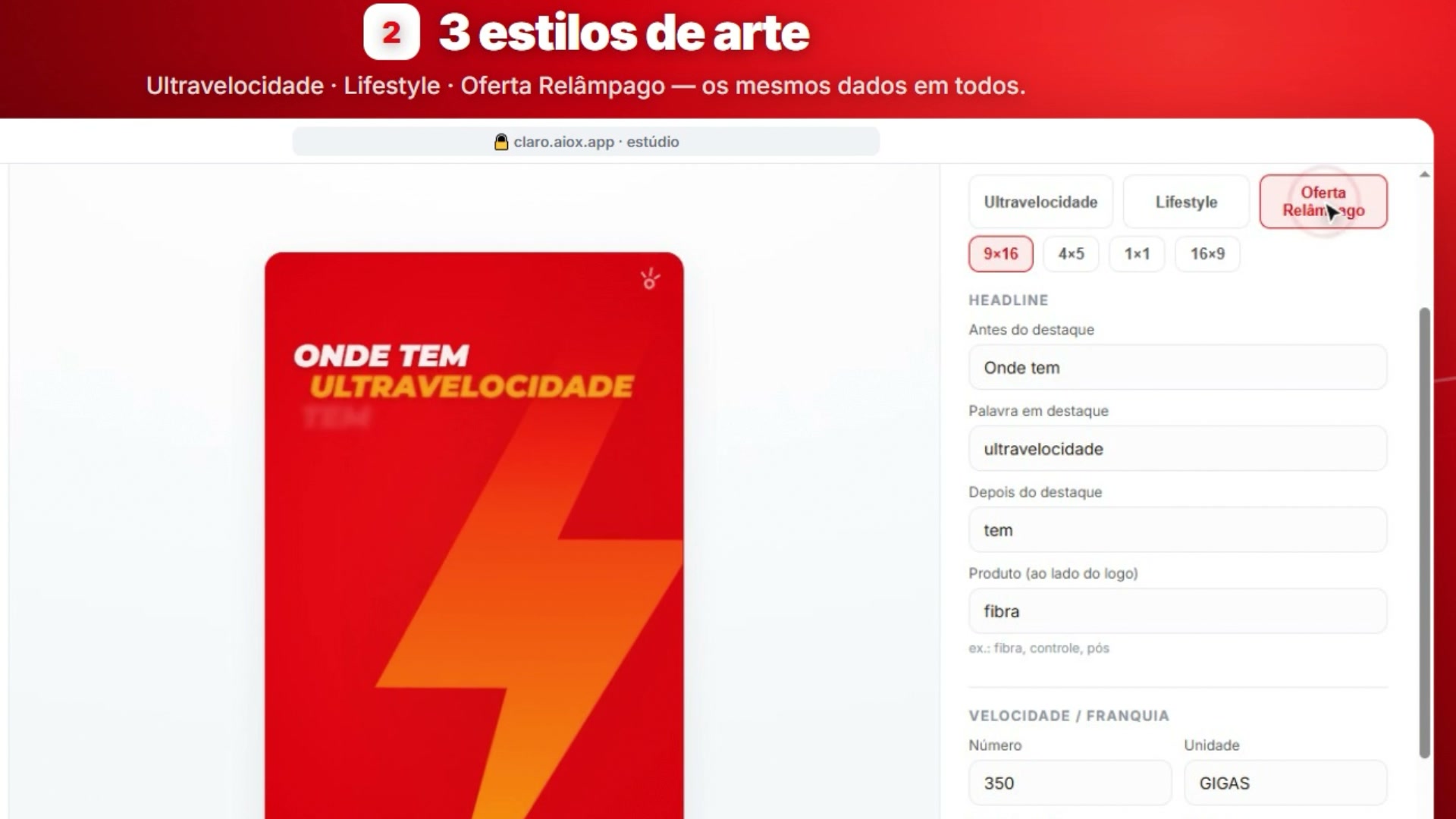 Seleção dos estilos de arte